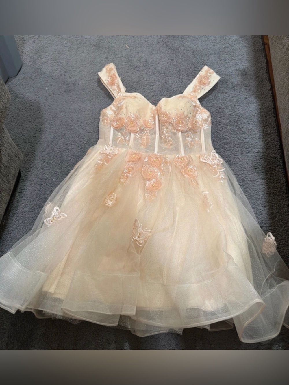 Floral Embroidered Tulle Corset Dress